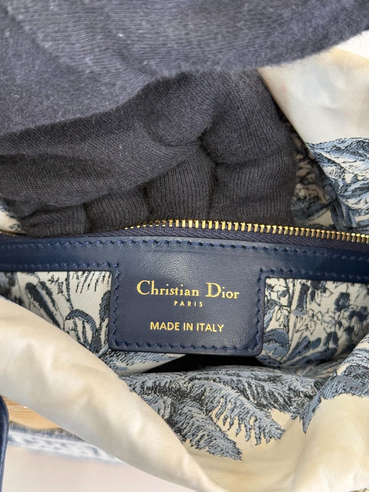 Christian Dior Natural Wicker/Blue Oblique Canvas Medium Lady Dior Bag