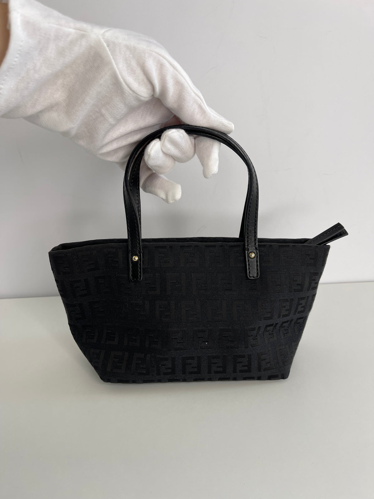 Fendi Superstar Black Zucchino Canvas Mini Tote Bag
