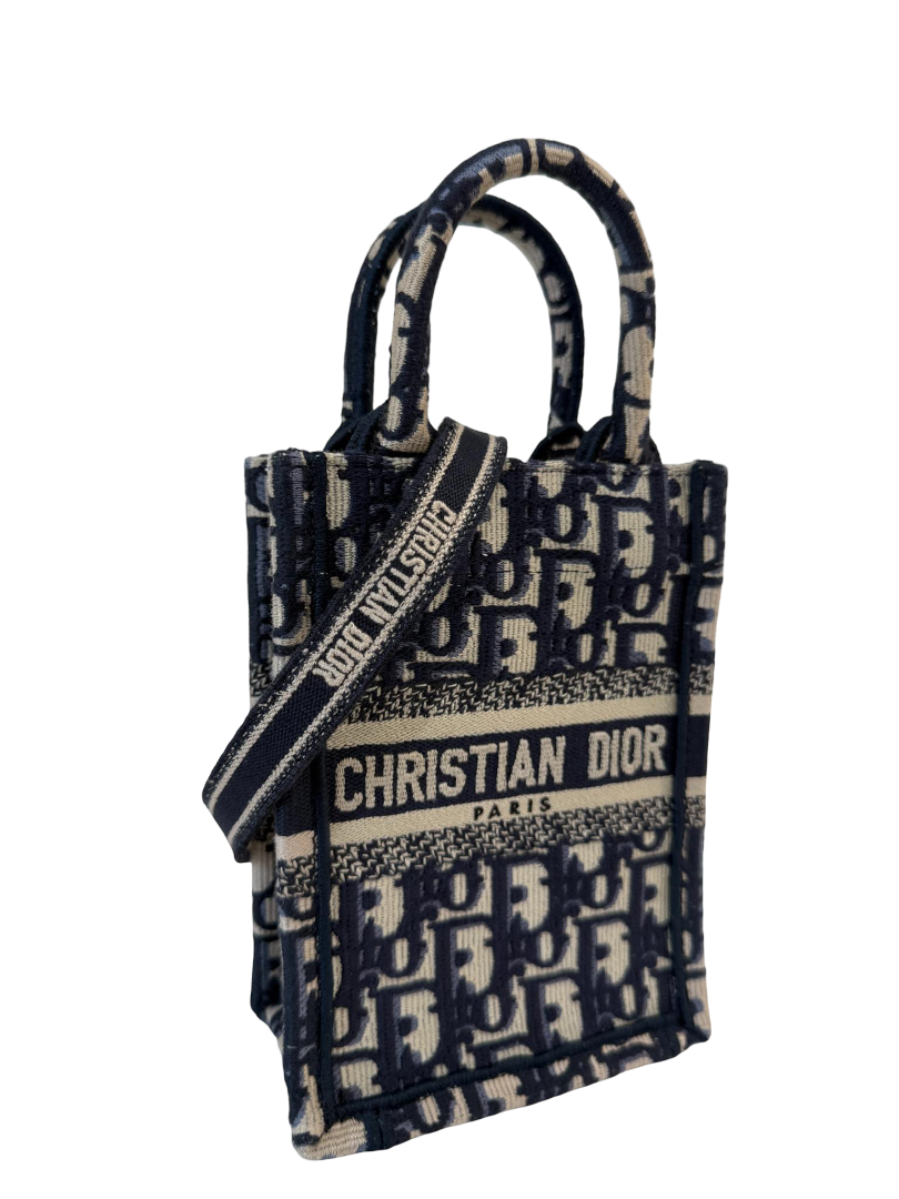 Christian Dior Blue Oblique Canvas Mini Book Tote