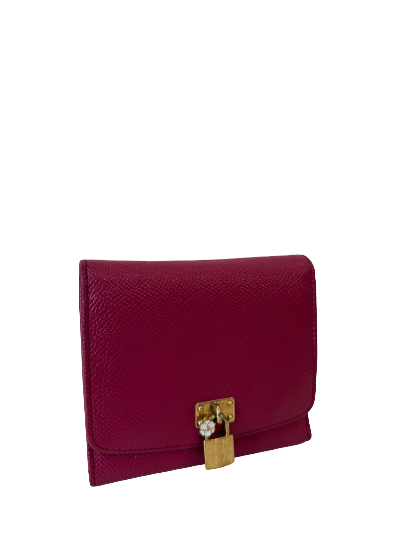 Dolce Gabbana Fuchsia Dauphine Leather Wallet
