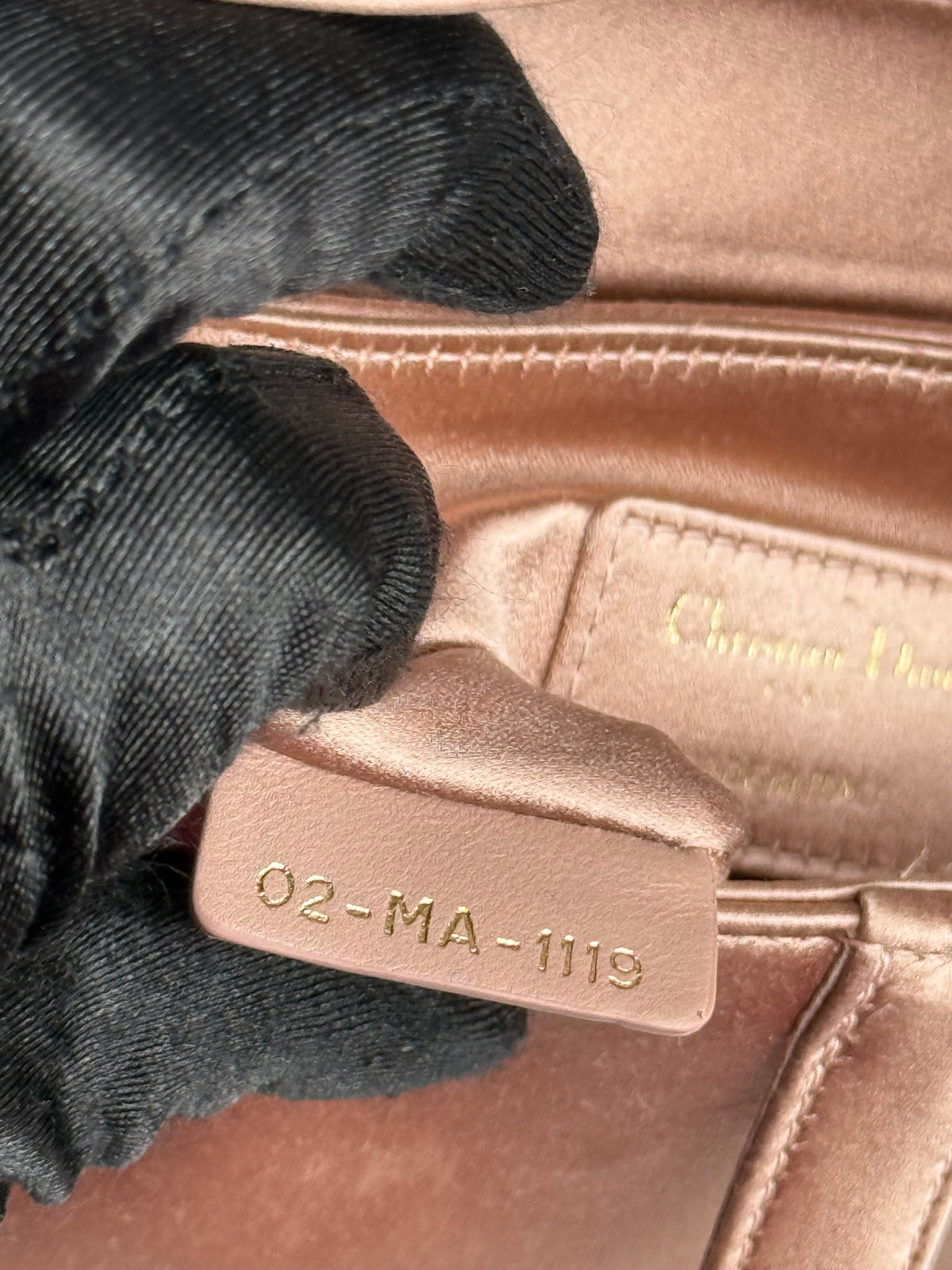 Christian Dior Satin Crystal Mini Saddle Bag Powder Beige