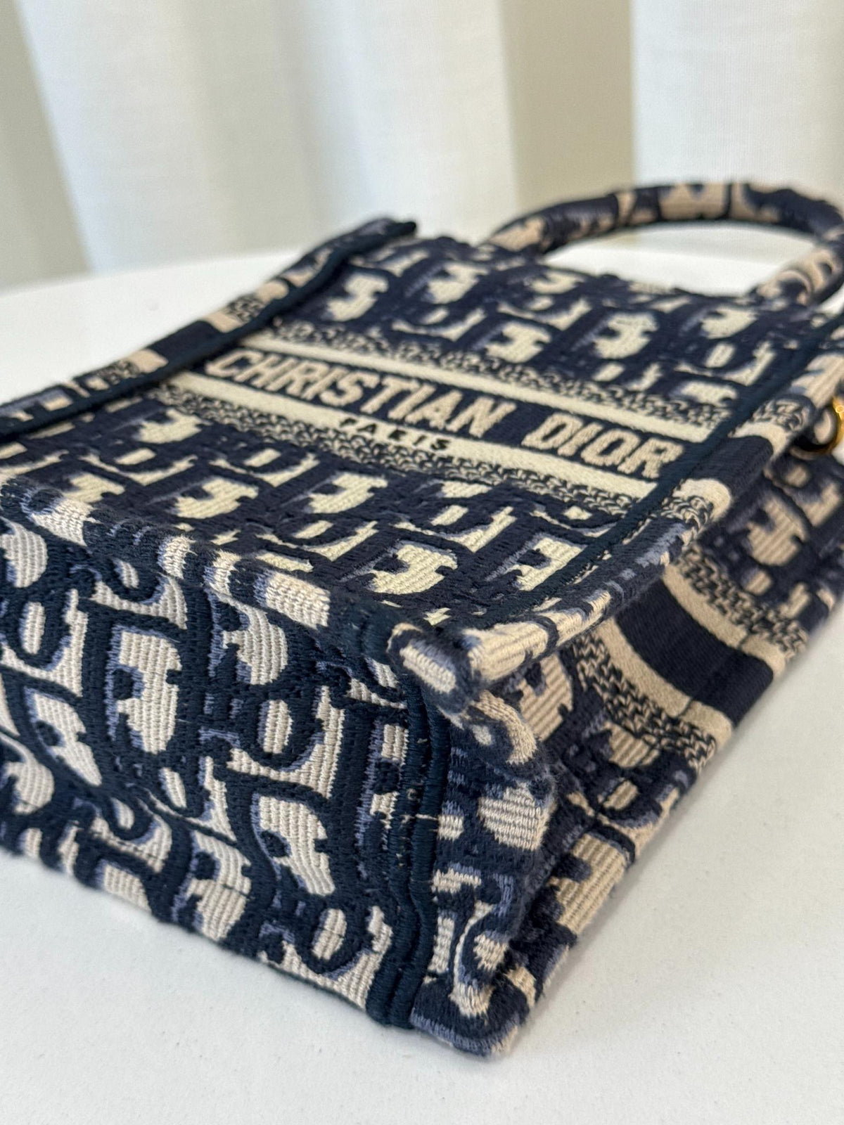 Christian Dior Blue Oblique Canvas Mini Book Tote