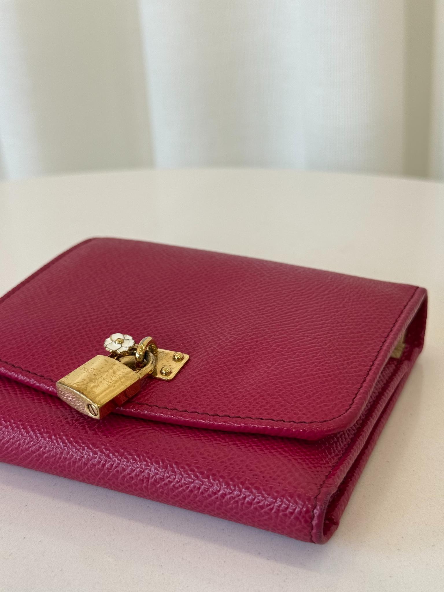 Dolce Gabbana Fuchsia Dauphine Leather Wallet