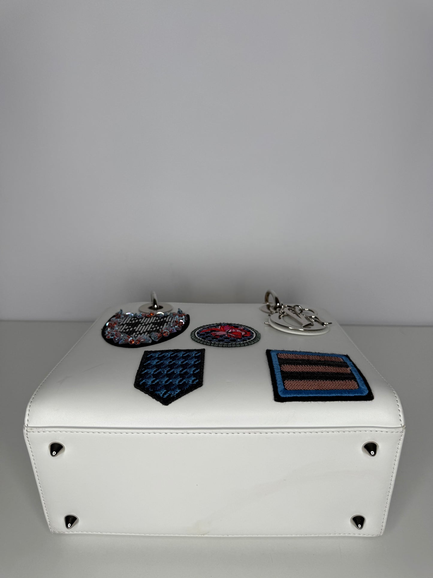 Christian Dior Limited Edition Medium Lady Dior White Patch Embellished