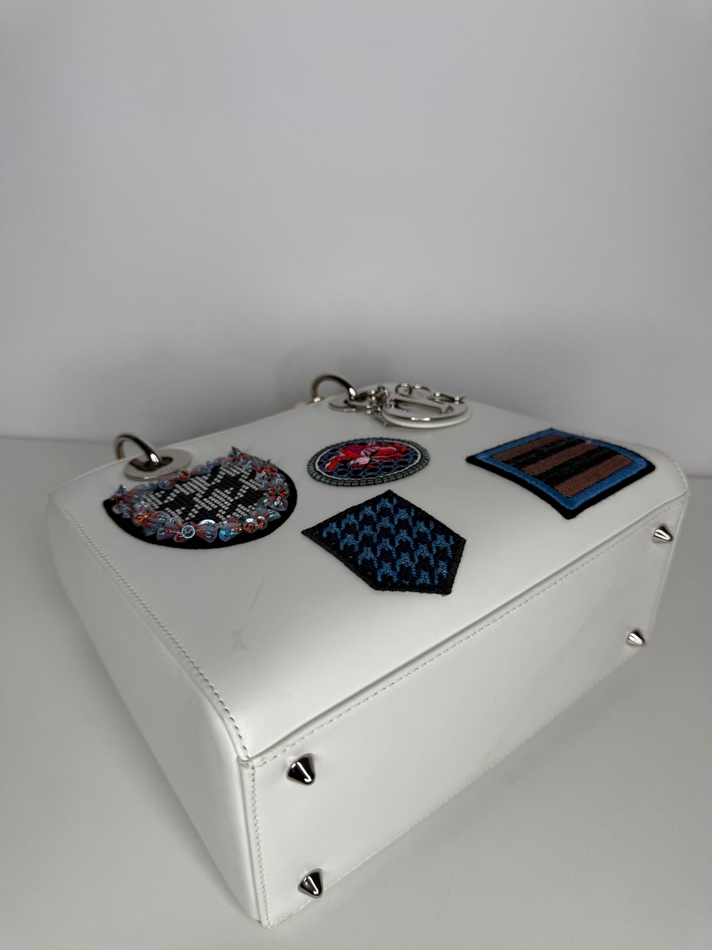 Christian Dior Limited Edition Medium Lady Dior White Patch Embellished