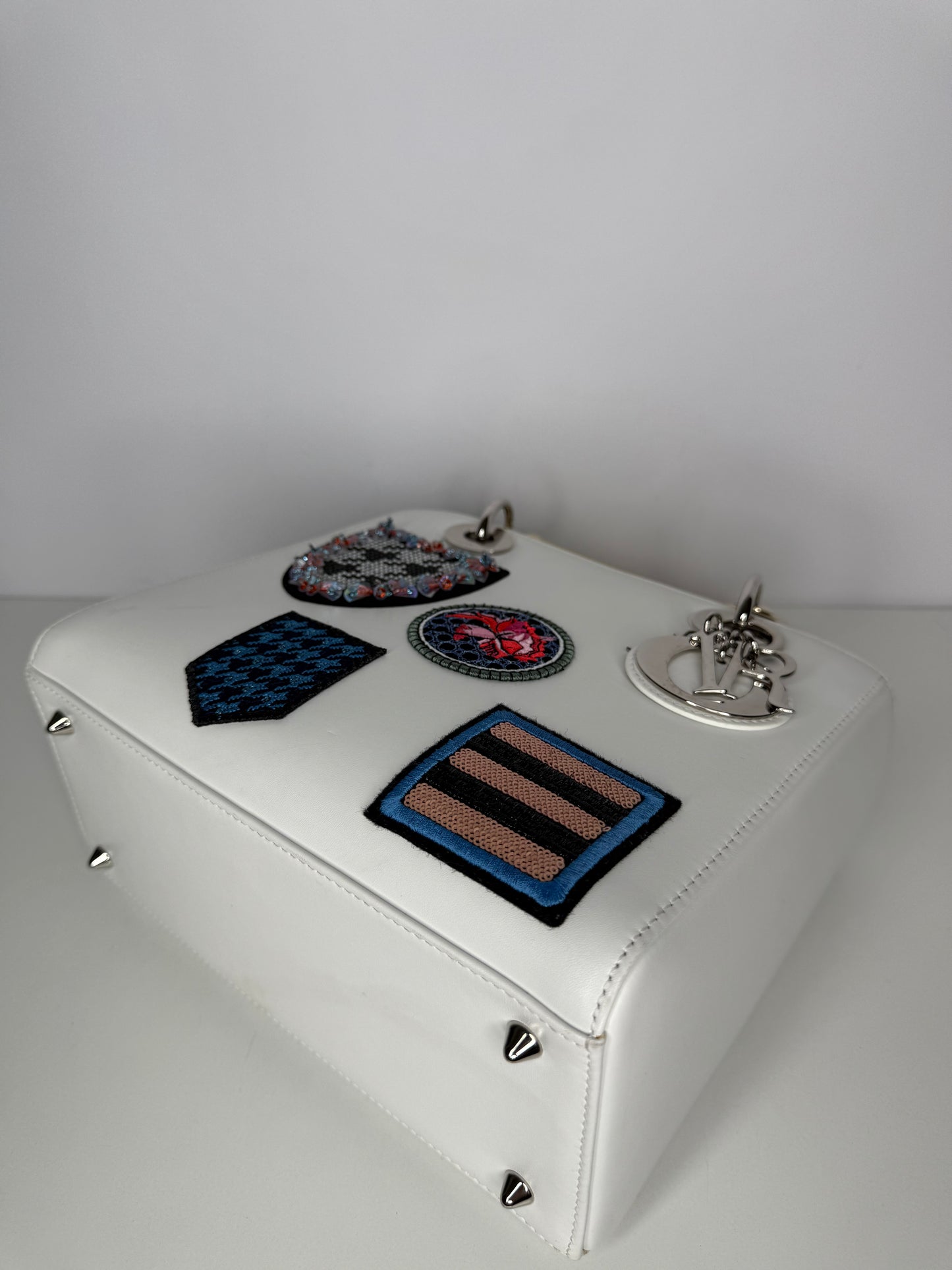 Christian Dior Limited Edition Medium Lady Dior White Patch Embellished