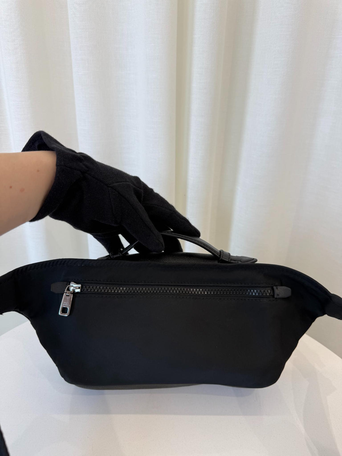 Dolce Gabbana Men Black Grainy Calfskin Belt Bag