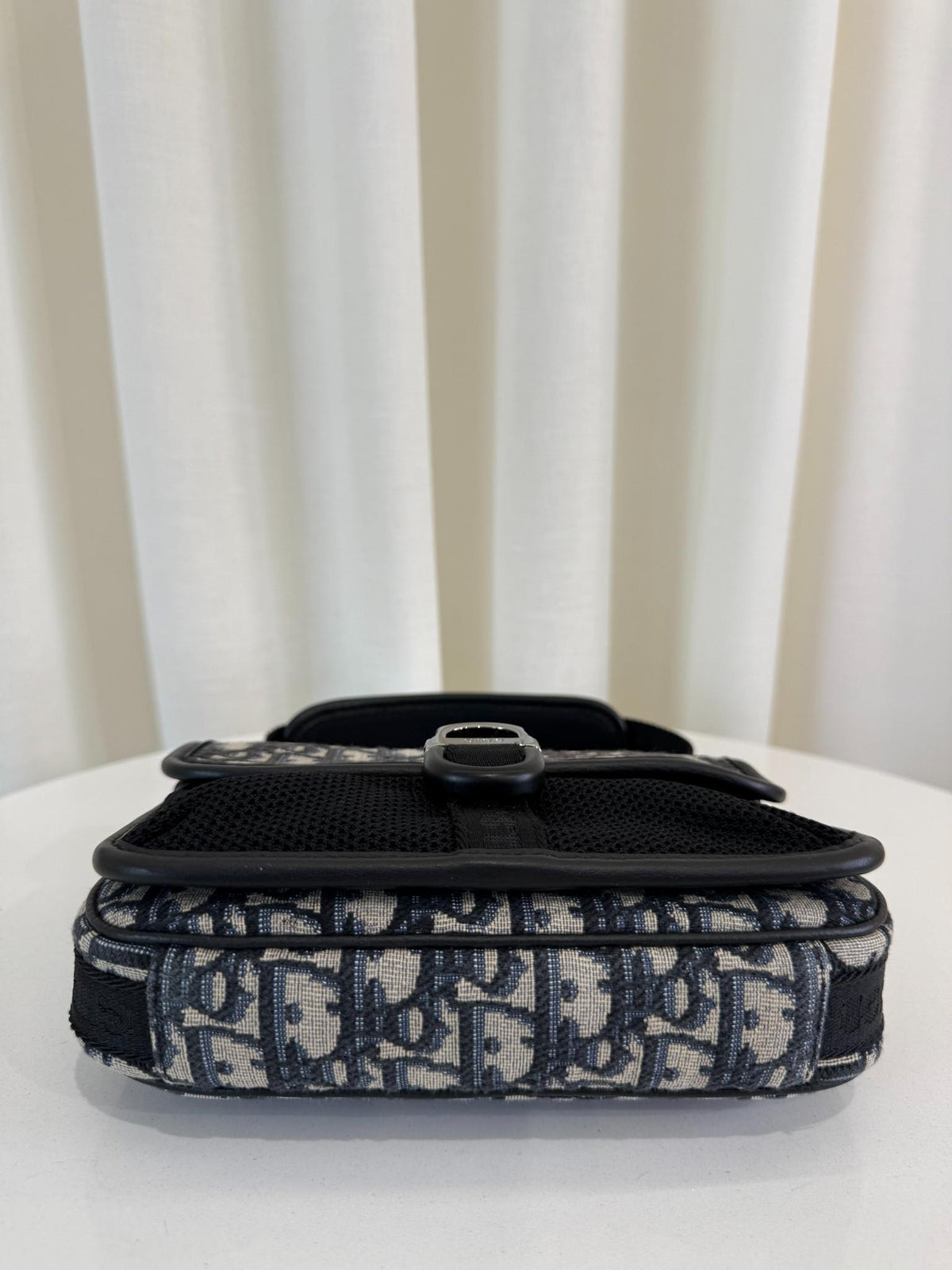Christian Dior Men Mini Oblique Canvas and Mesh Dior 8 Messenger Bag Blue