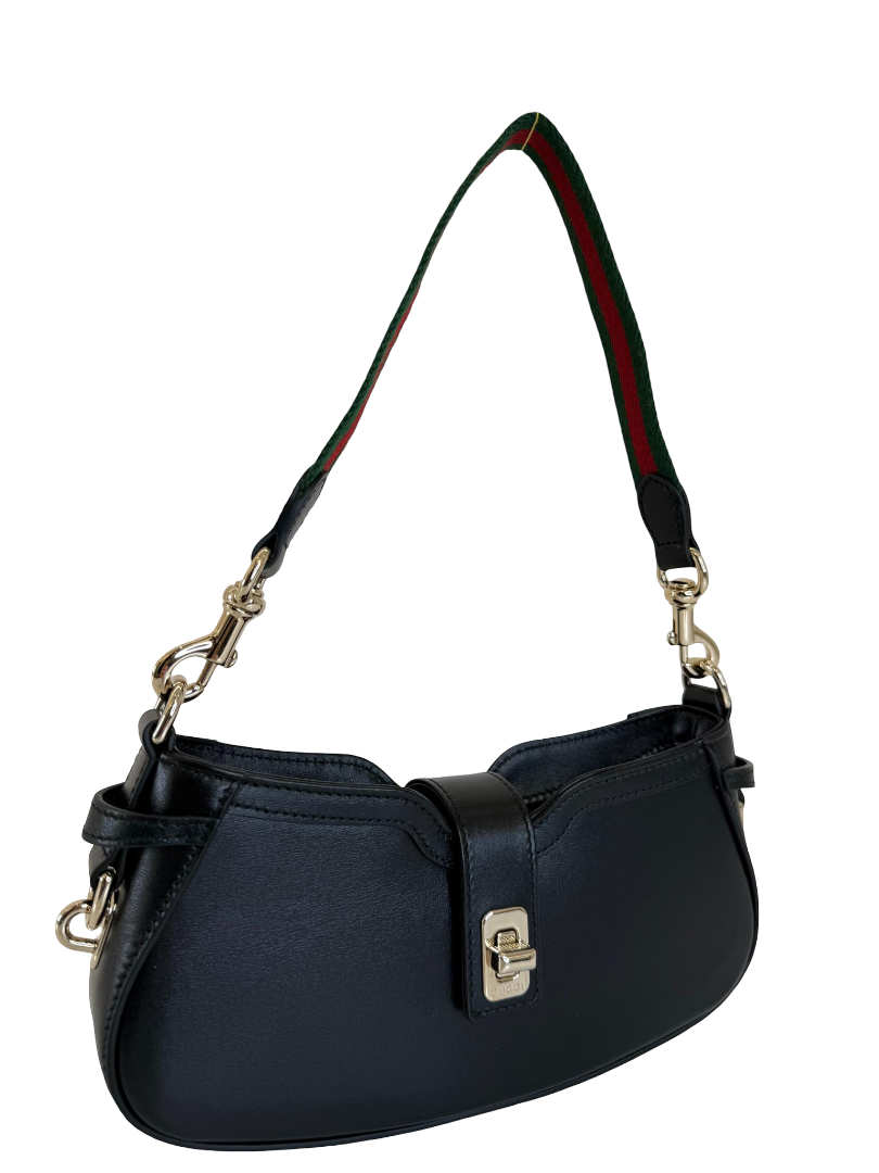Gucci Moon Side Mini Leather Shoulder Bag Black