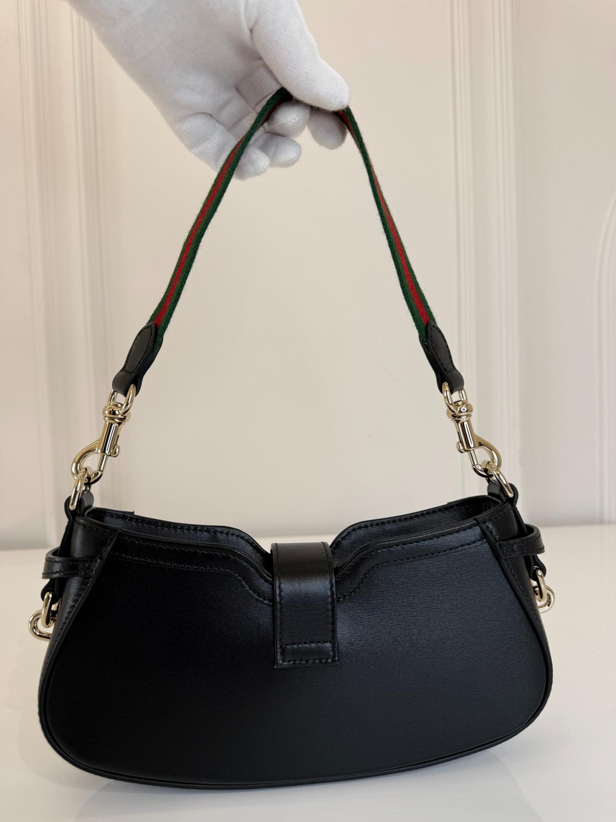Gucci Moon Side Mini Leather Shoulder Bag Black