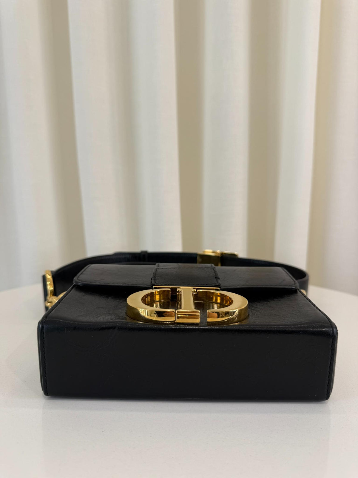 Christian Dior Black Box Calfskin Leather Montaigne 30 Flap Bag