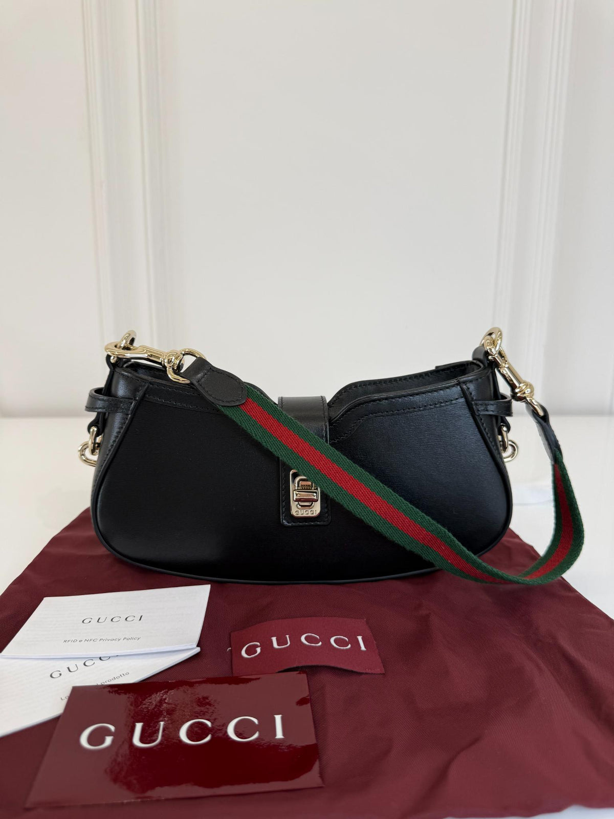 Gucci Moon Side Mini Leather Shoulder Bag Black
