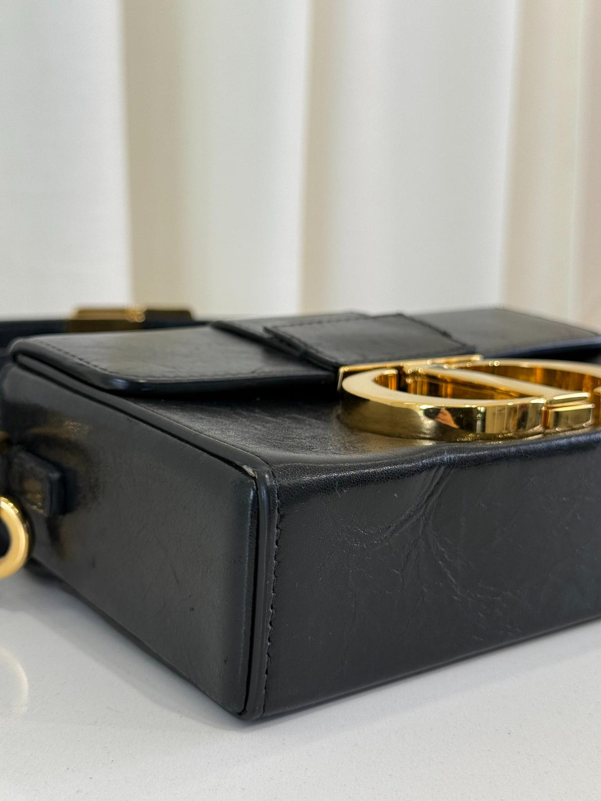Christian Dior Black Box Calfskin Leather Montaigne 30 Flap Bag