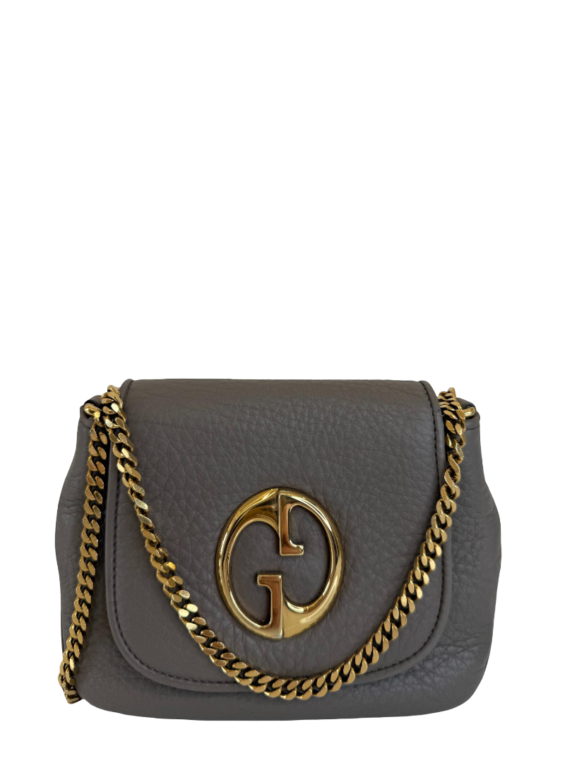 Gucci 1973 Taupe Cellarus Mini Chain Crossbody Bag