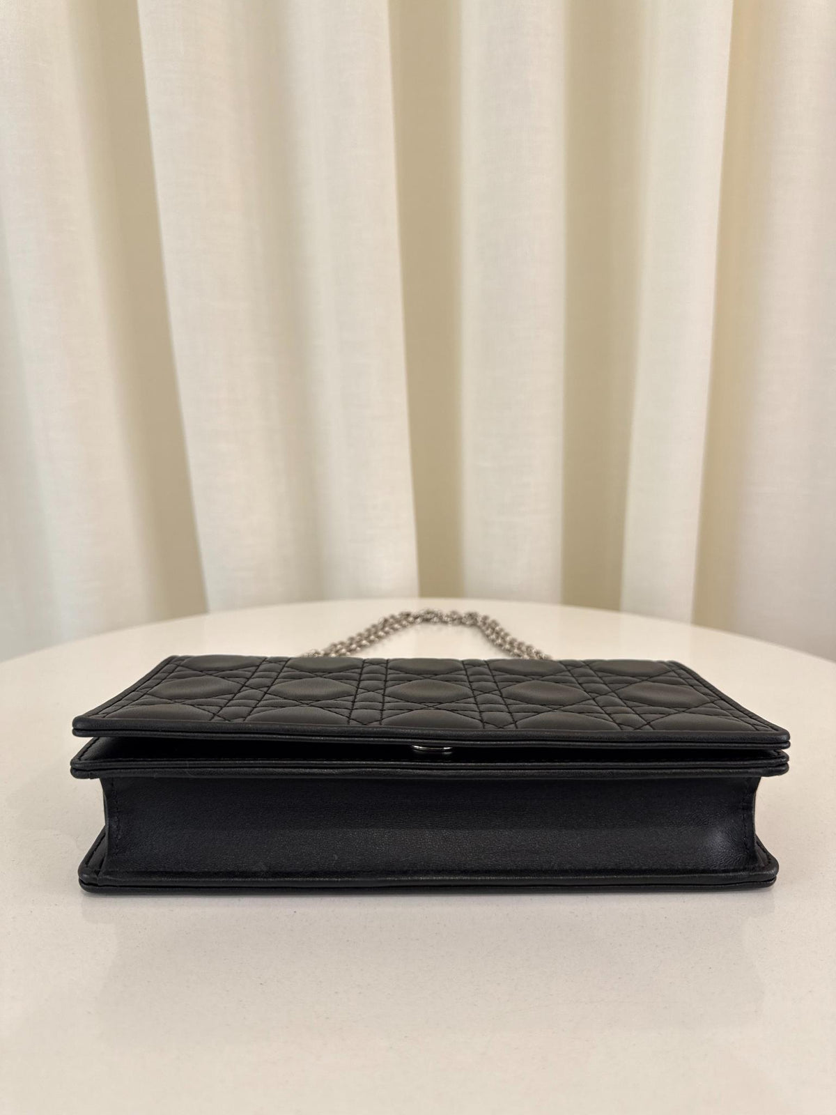 Christian Dior Black Cannage Quilted Lambskin Leather Lady Dior Pouch