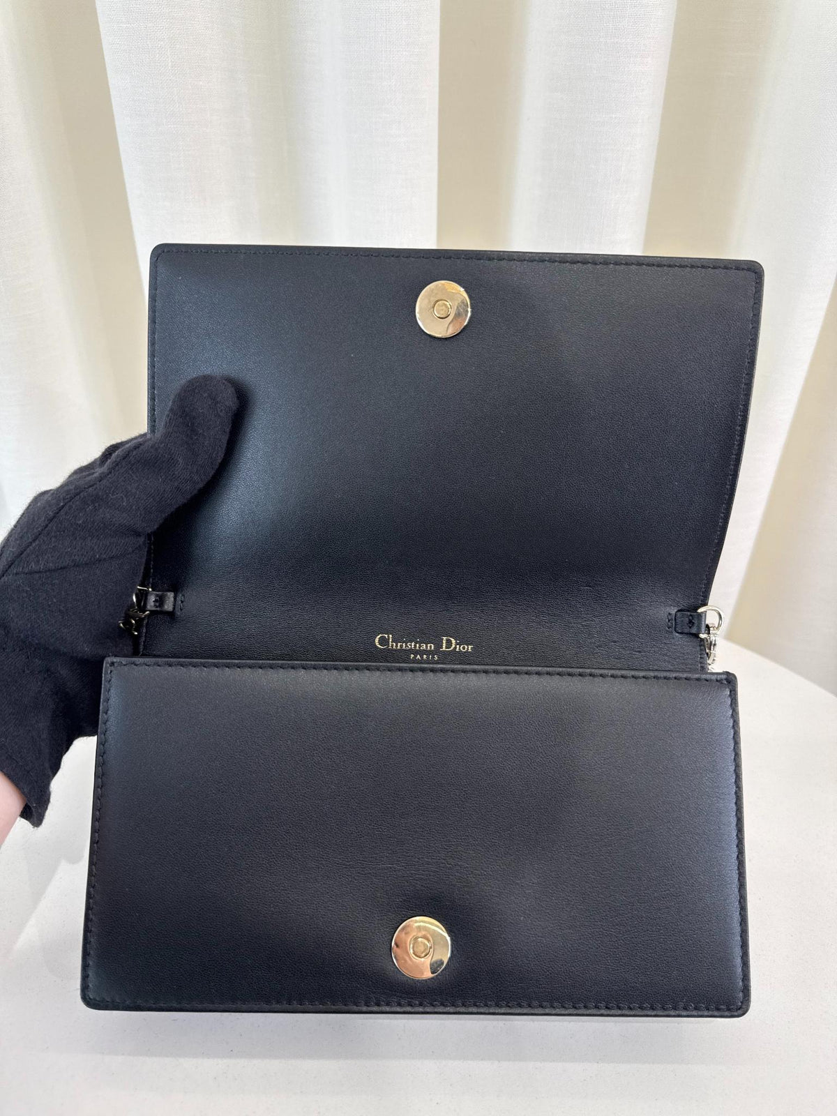 Christian Dior Black Cannage Quilted Lambskin Leather Lady Dior Pouch