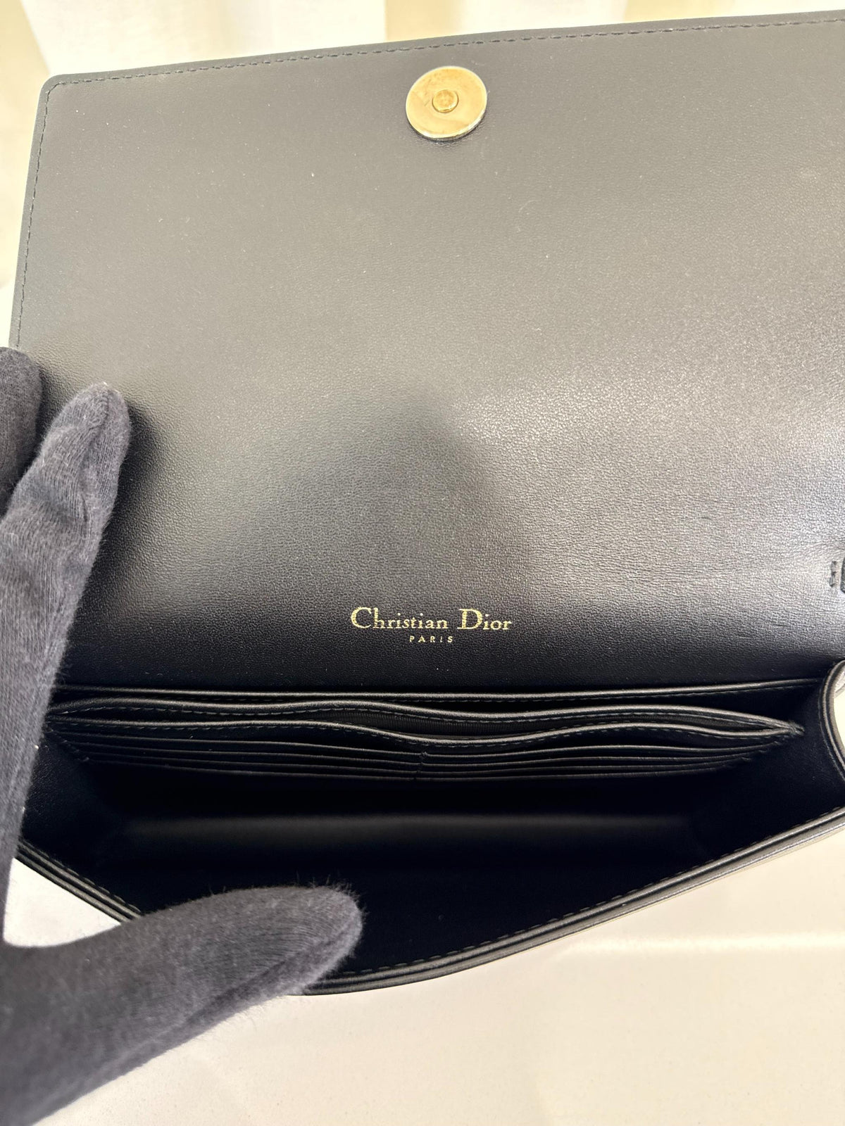 Christian Dior Black Cannage Quilted Lambskin Leather Lady Dior Pouch