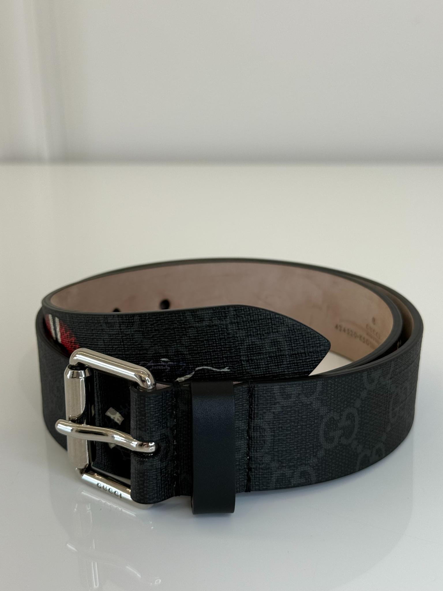 Gucci Black/Red Kingsnake Print Belt