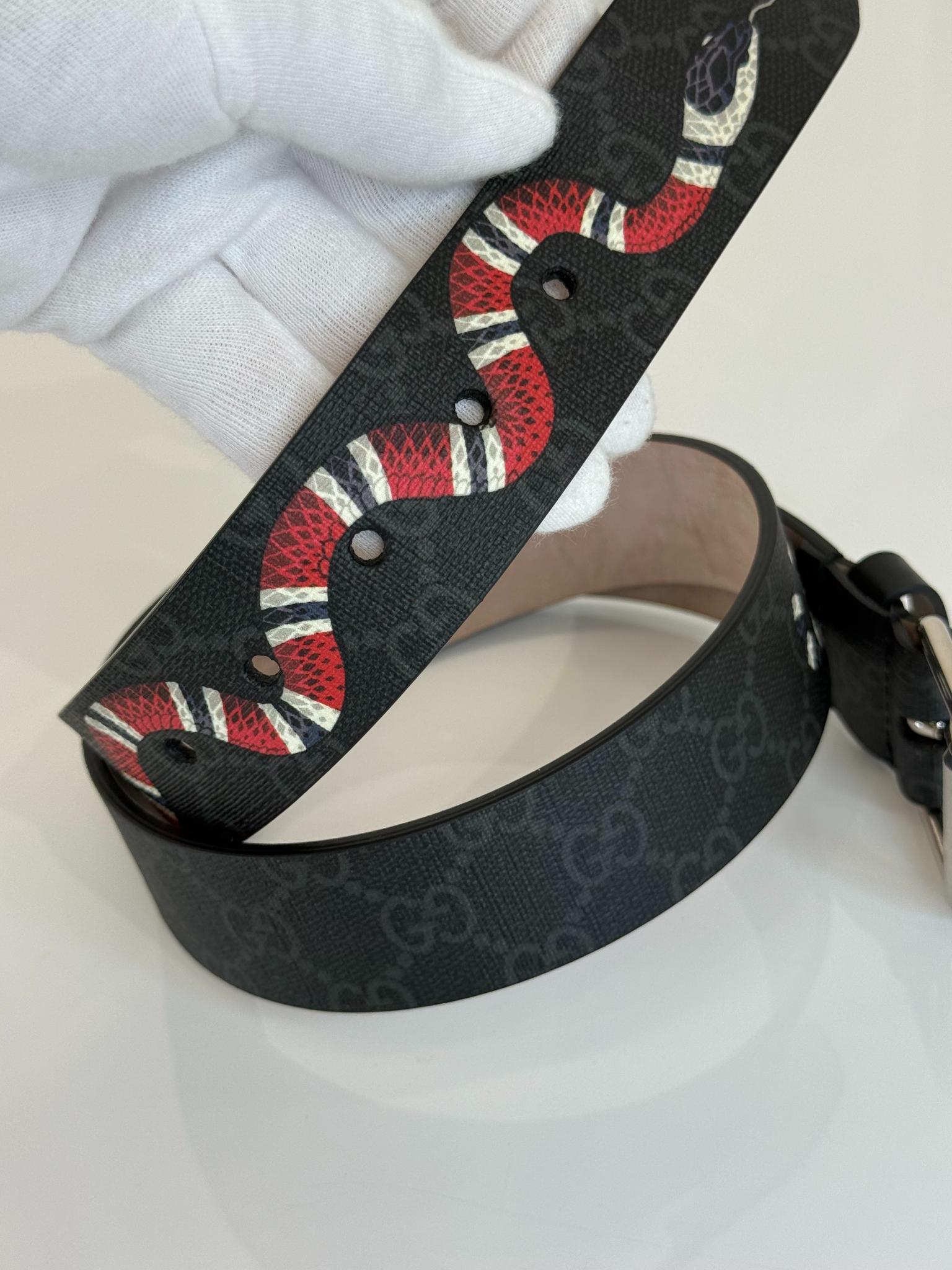 Gucci Black/Red Kingsnake Print Belt