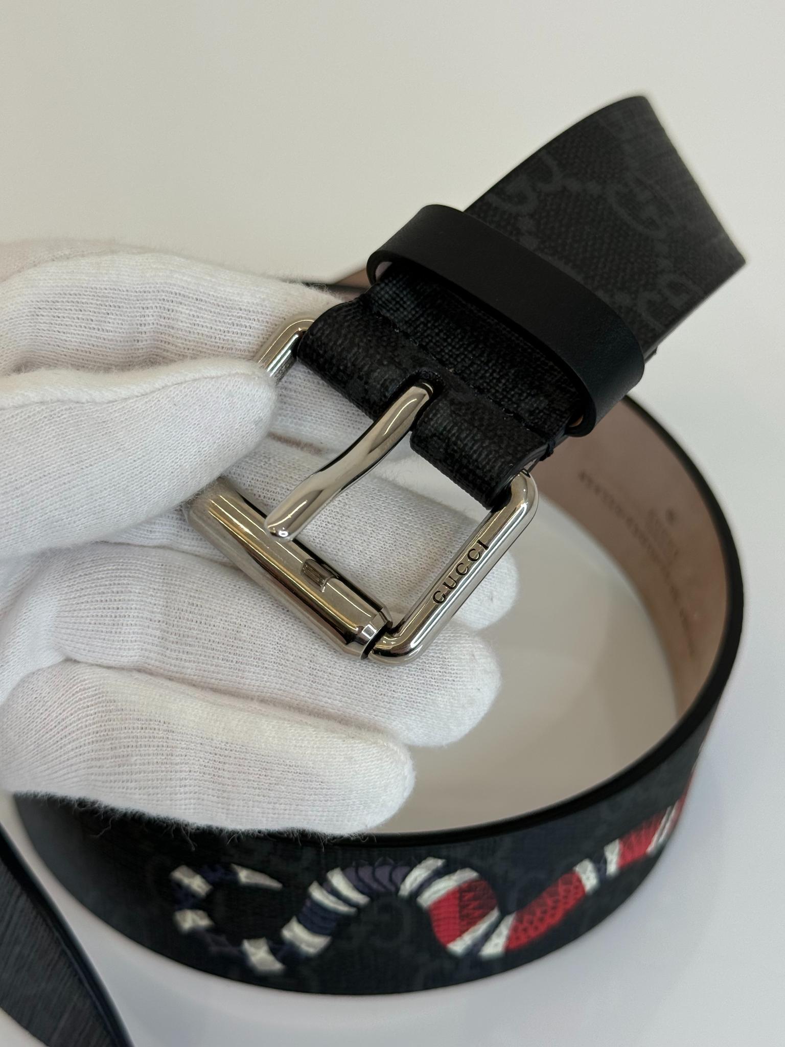Gucci Black/Red Kingsnake Print Belt