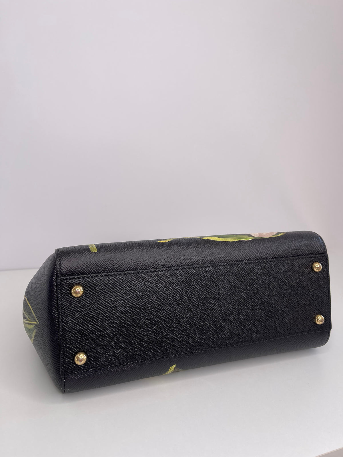 Dolce & Gabbana Medium Miss Sicily Black Tulip Print Leather  Bag