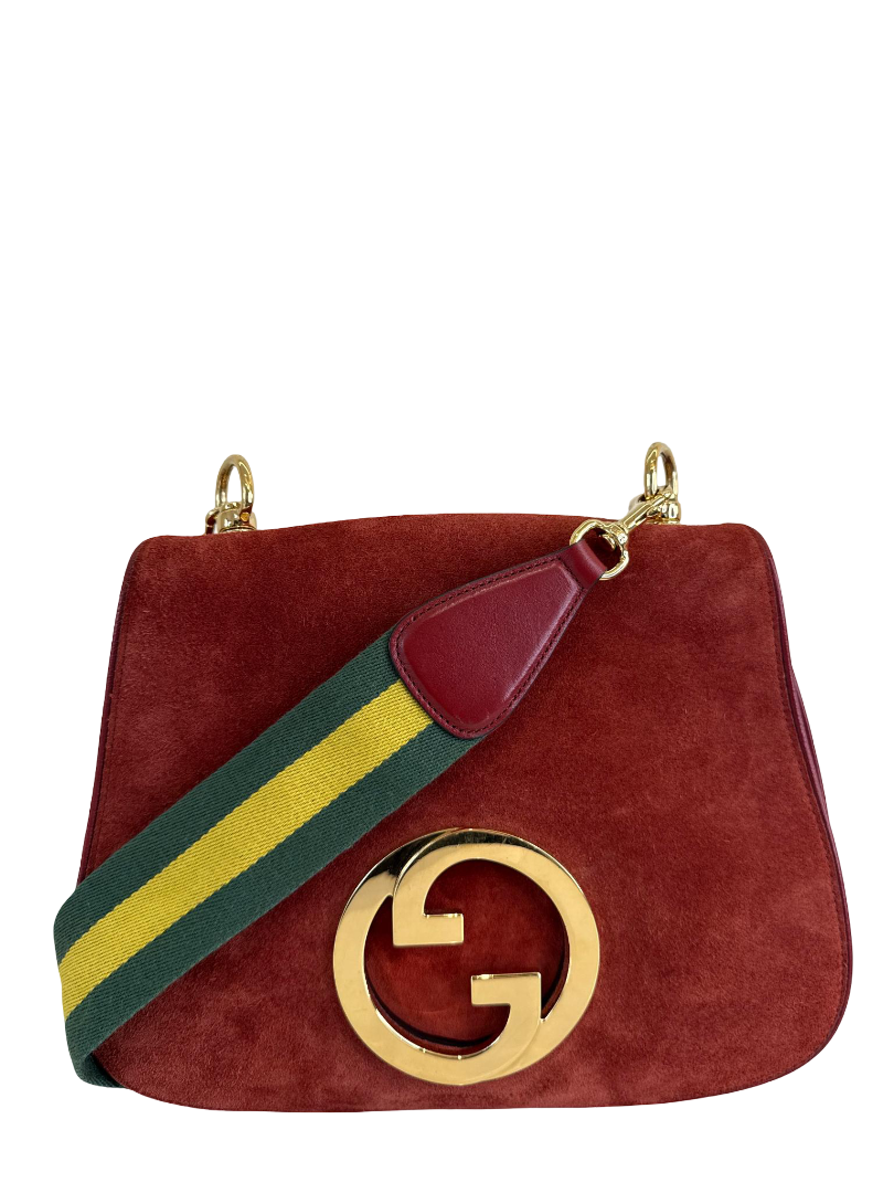 Gucci Red Suede Blondie Flap Crossbody Bag