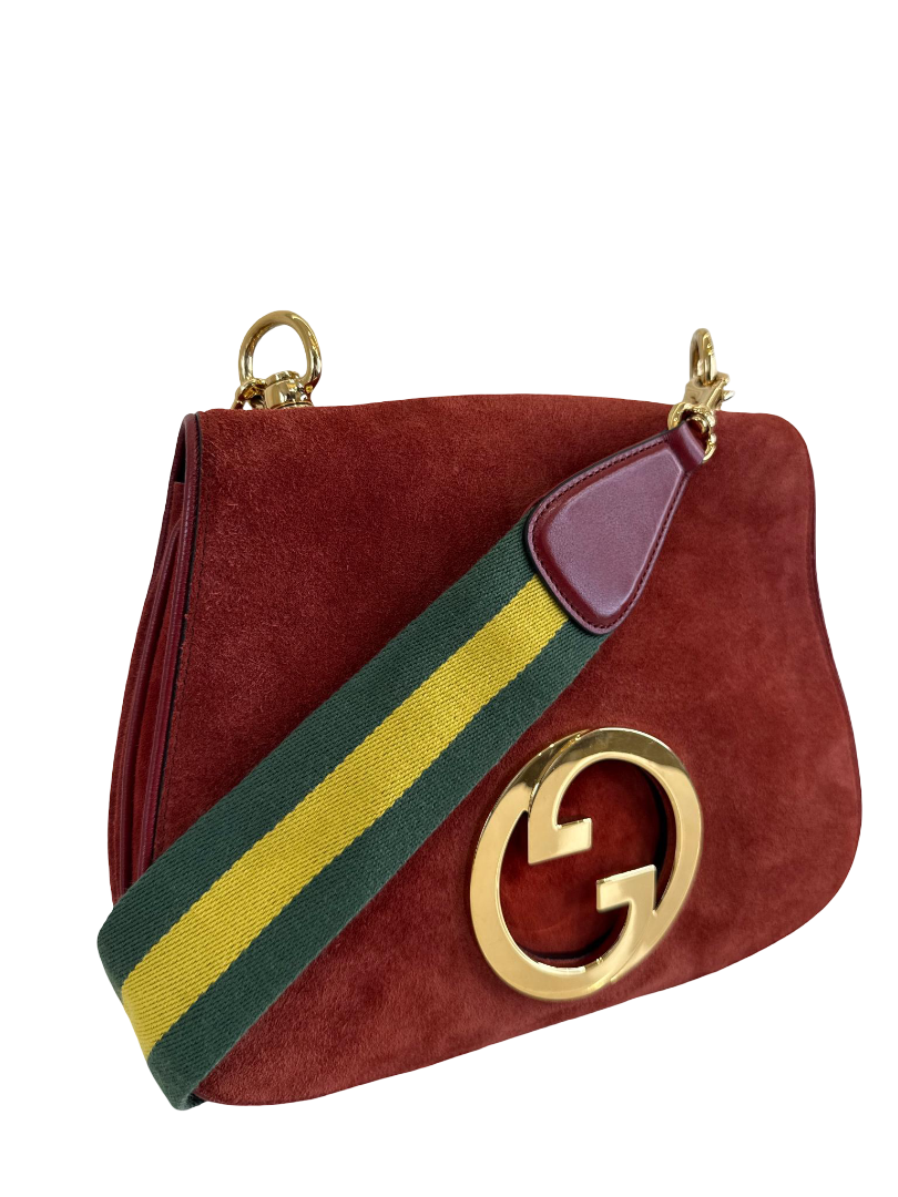 Gucci Red Suede Blondie Flap Crossbody Bag