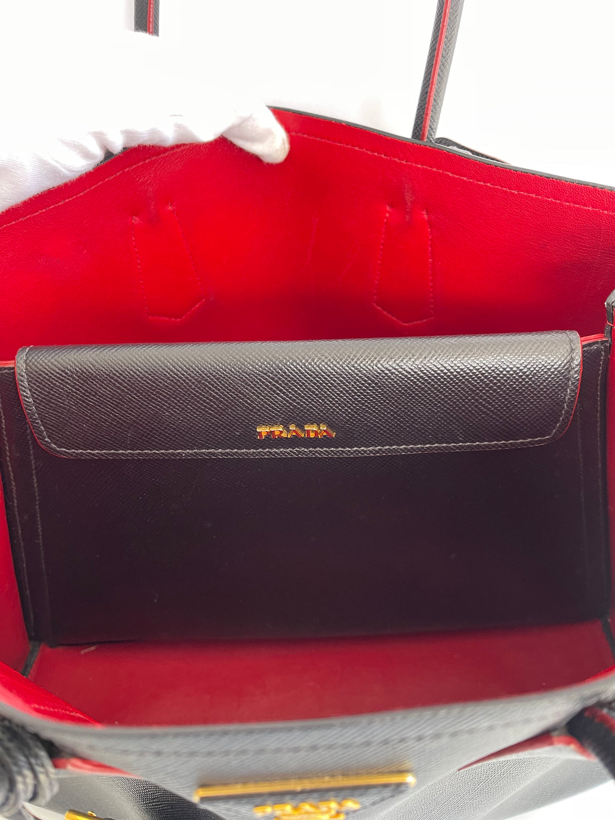 Prada Black Saffiano Leather Cuir Medium Double Bag