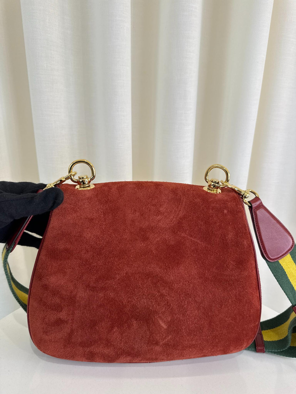 Gucci Red Suede Blondie Flap Crossbody Bag
