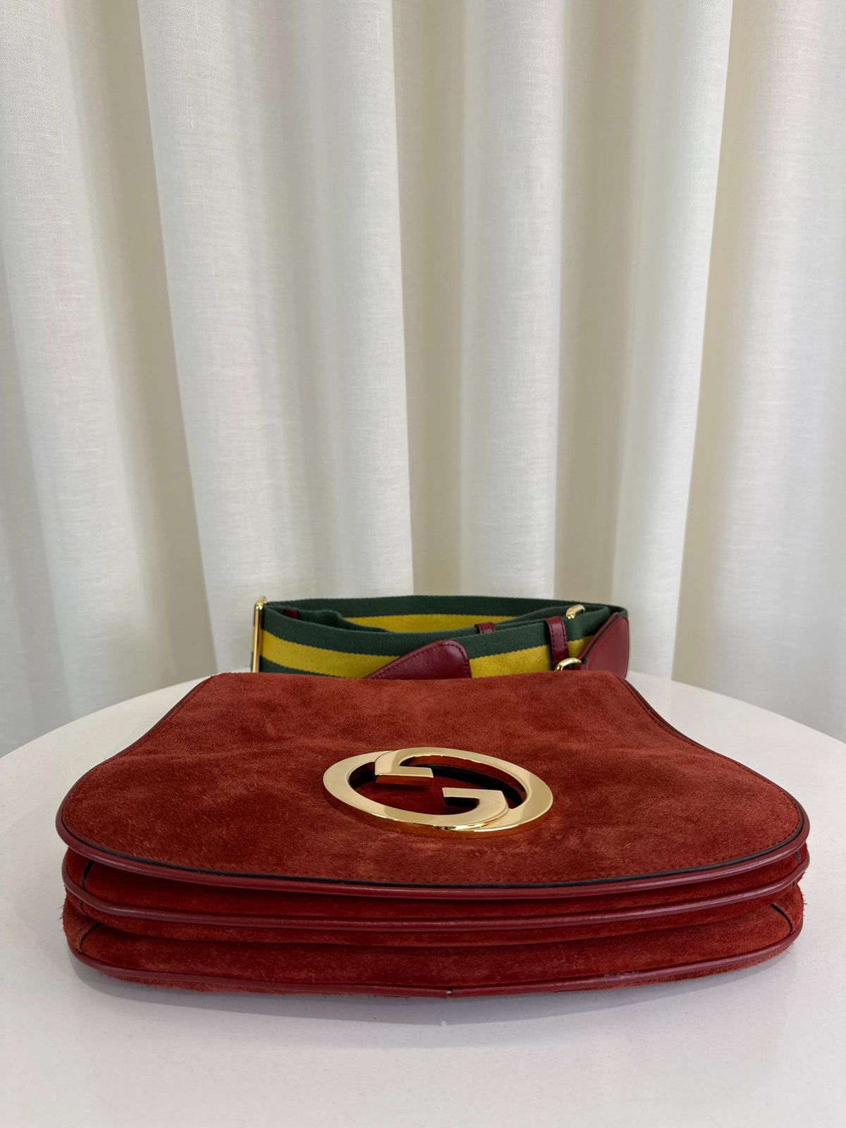 Gucci Red Suede Blondie Flap Crossbody Bag