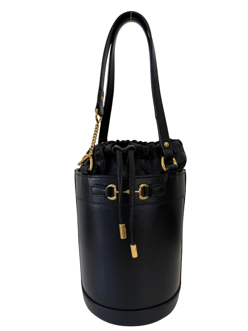 Gucci 1955 Horsebit Black Leather Bucket Bag