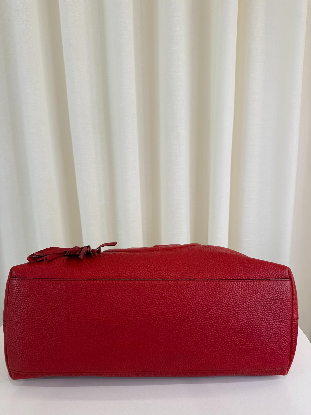 Gucci Red Pebbled Leather Soho Chain Tote Bag