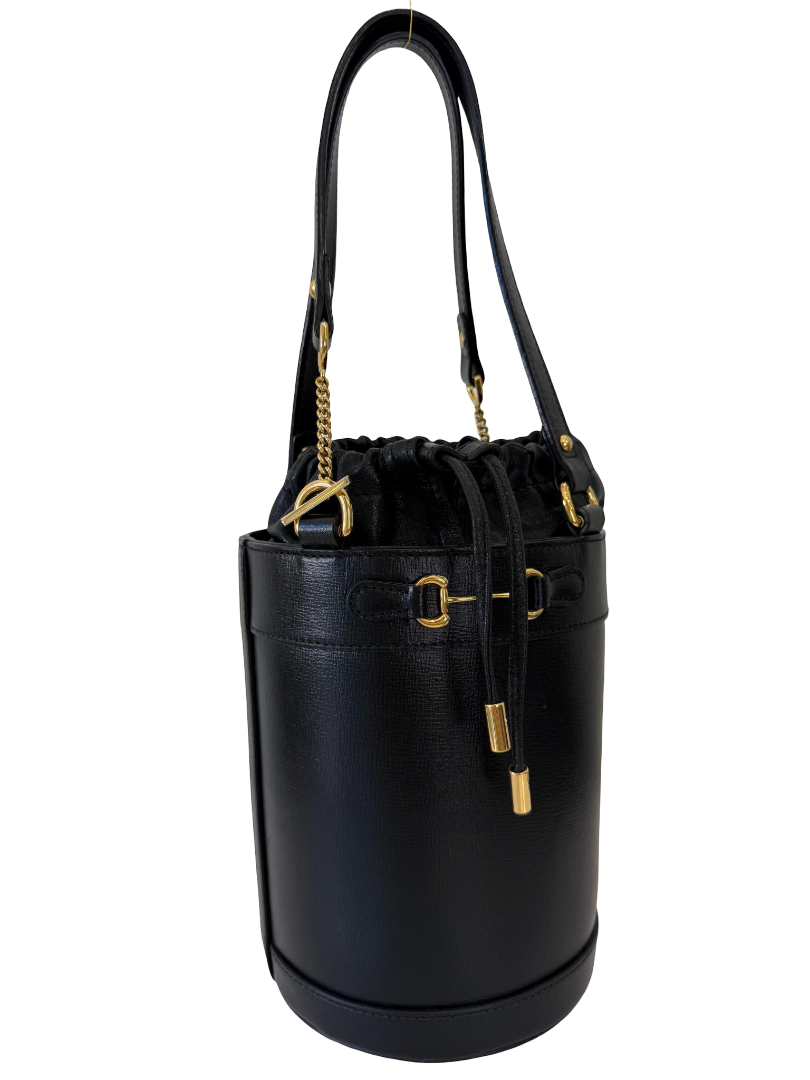 Gucci 1955 Horsebit Black Leather Bucket Bag