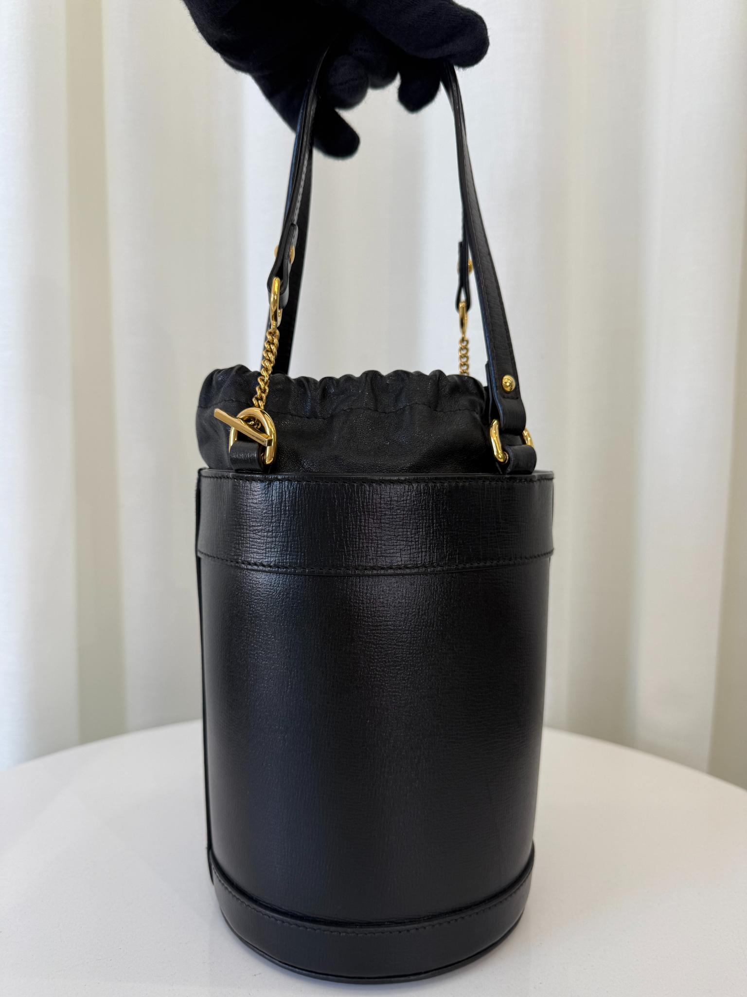 Gucci 1955 Horsebit Black Leather Bucket Bag