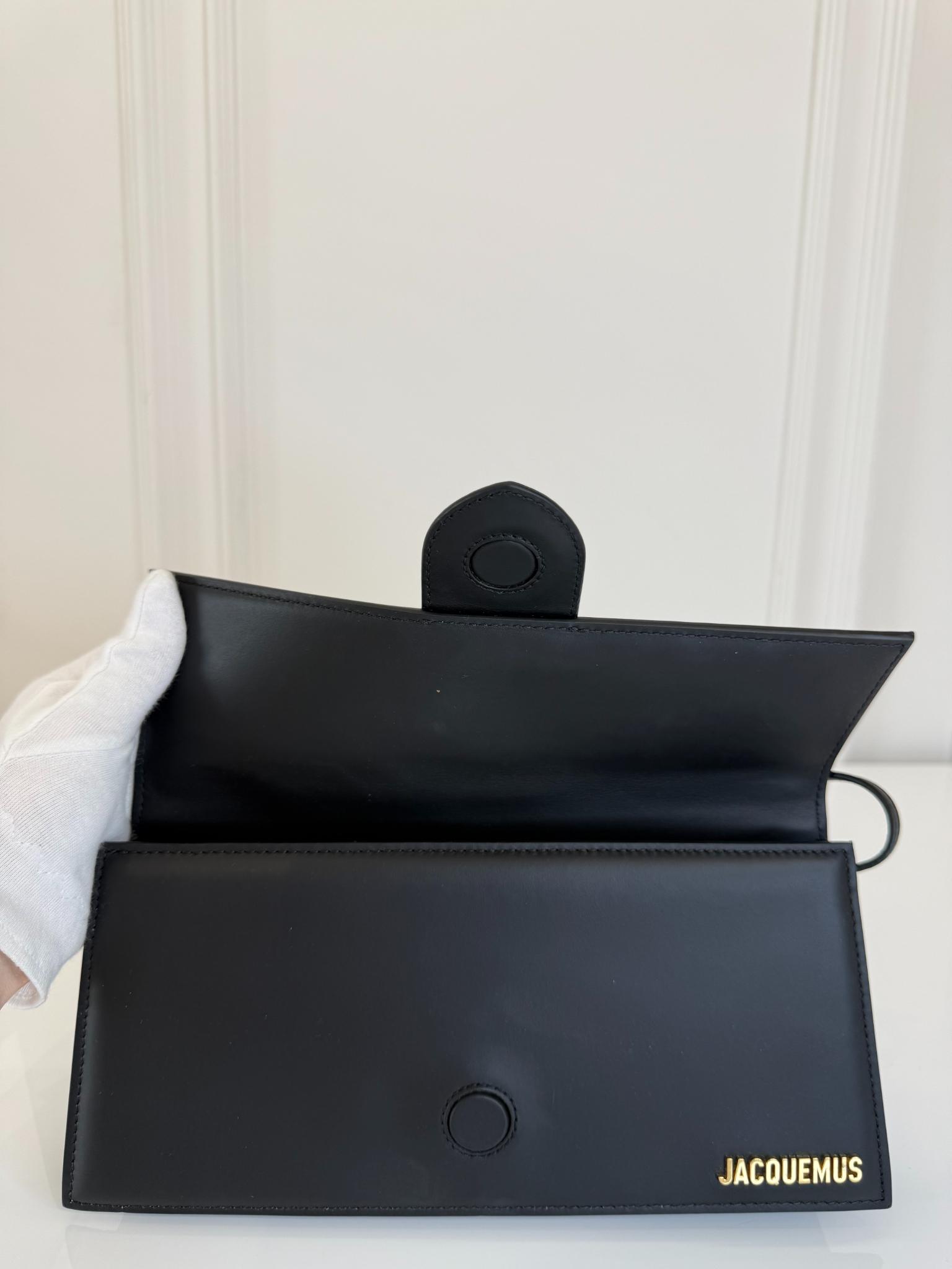 Jacquemus Le Bambino Long Black Leather Shoulder Bag