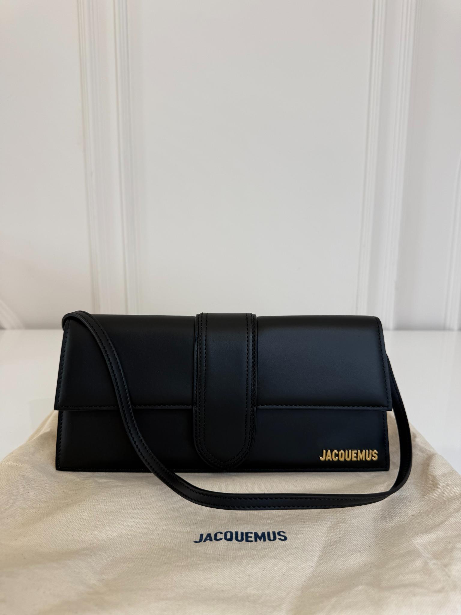 Jacquemus Le Bambino Long Black Leather Shoulder Bag
