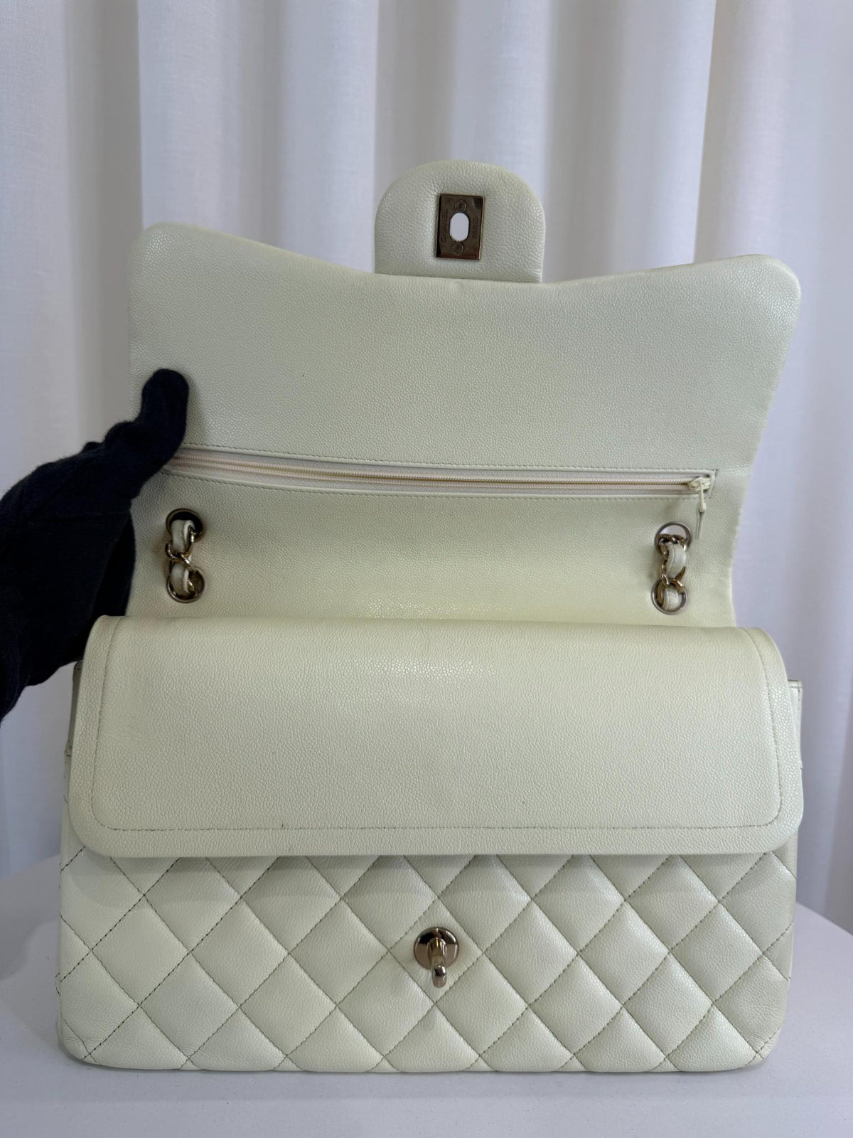 Chanel Classic Jumbo Double Flap Caviar Quilted Light Lemon Yellow