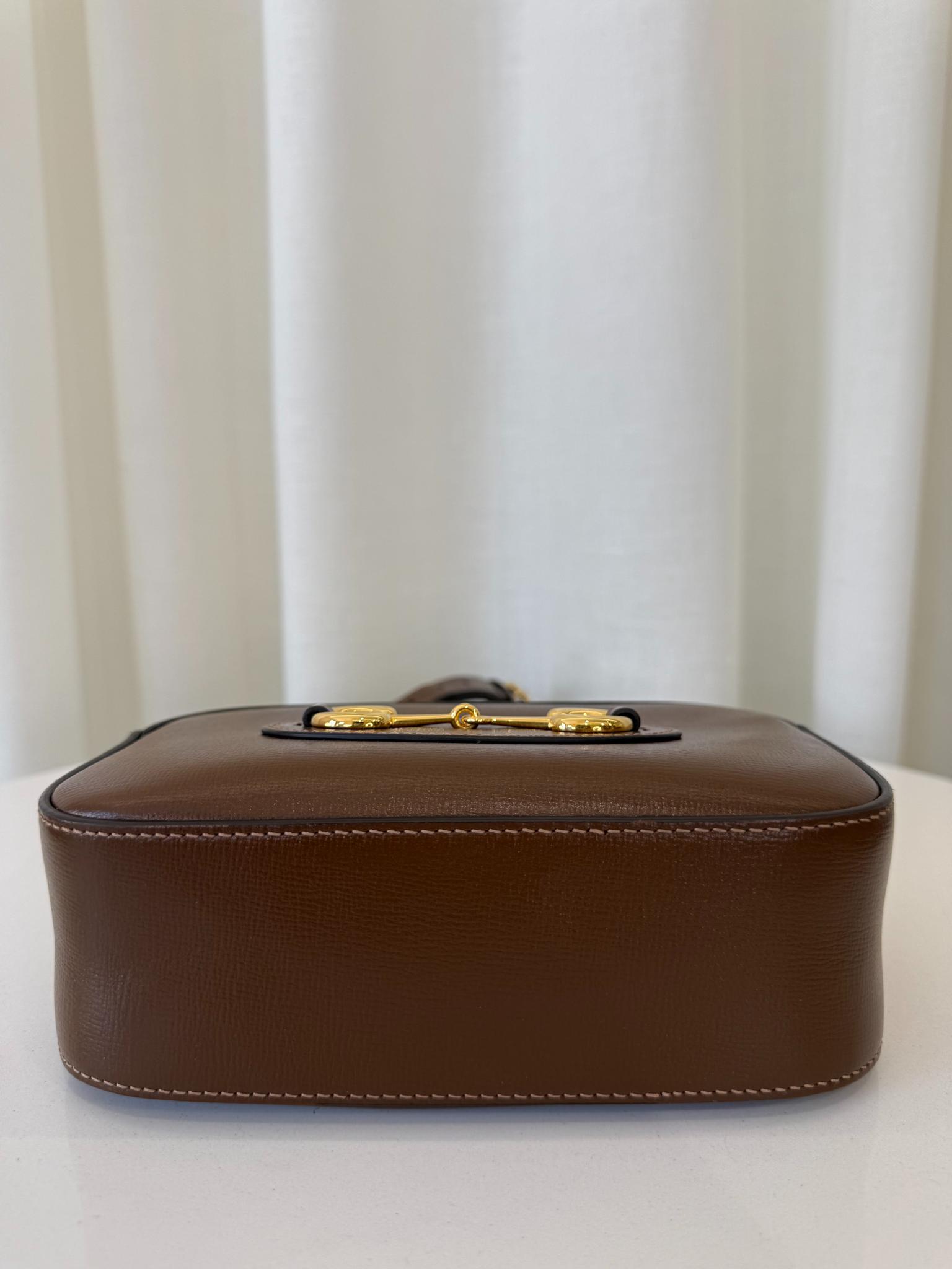 Gucci 1955 Horsebit Small Brown Leather Crossbody Bag