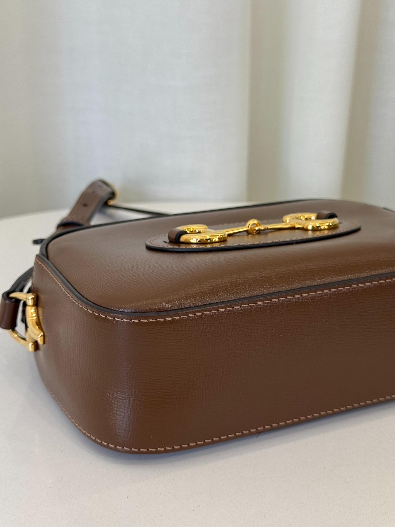 Gucci 1955 Horsebit Small Brown Leather Crossbody Bag