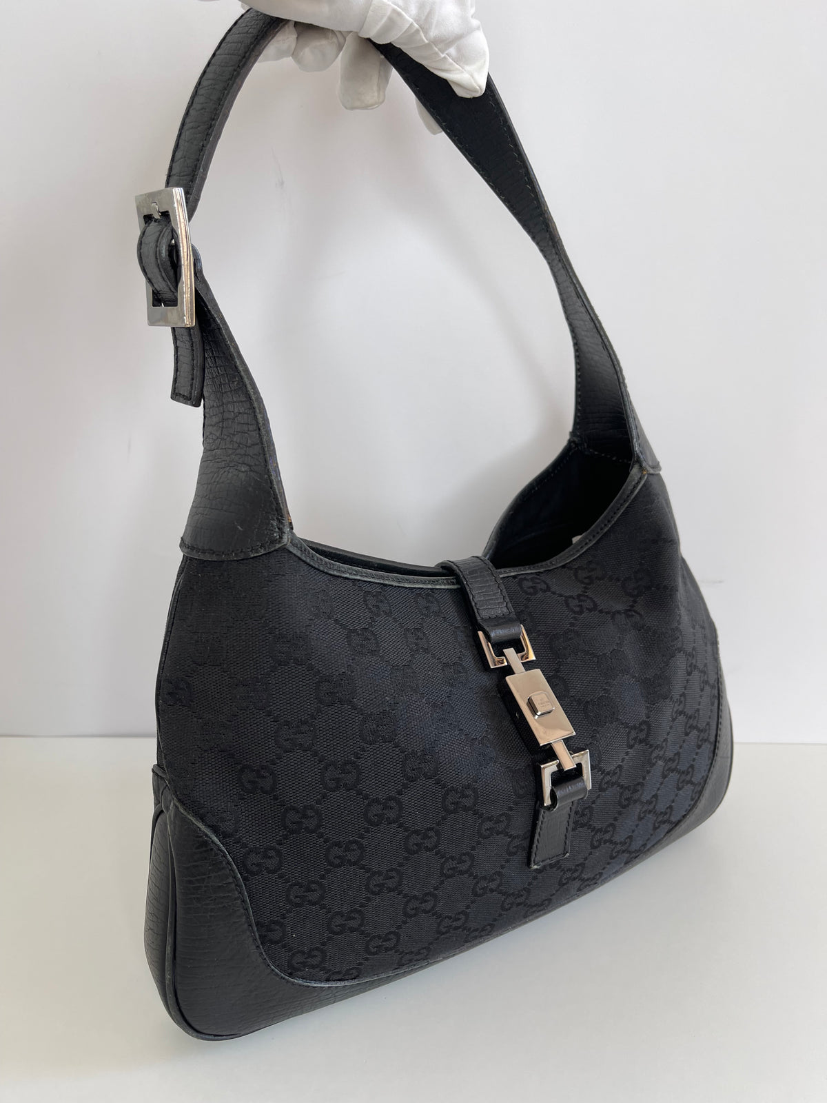 Gucci Jackie Black GG Canvas Bag