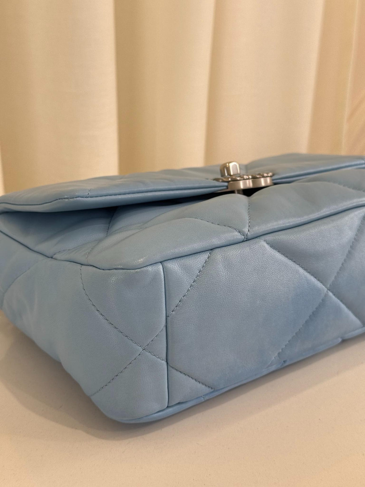 Chanel 19 Lambskin Quilted Medium Flap Bag Light Blue