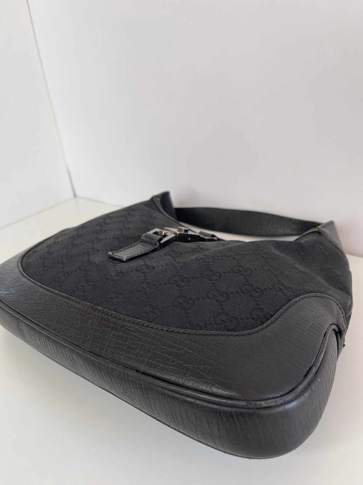 Gucci Jackie Black GG Canvas Bag