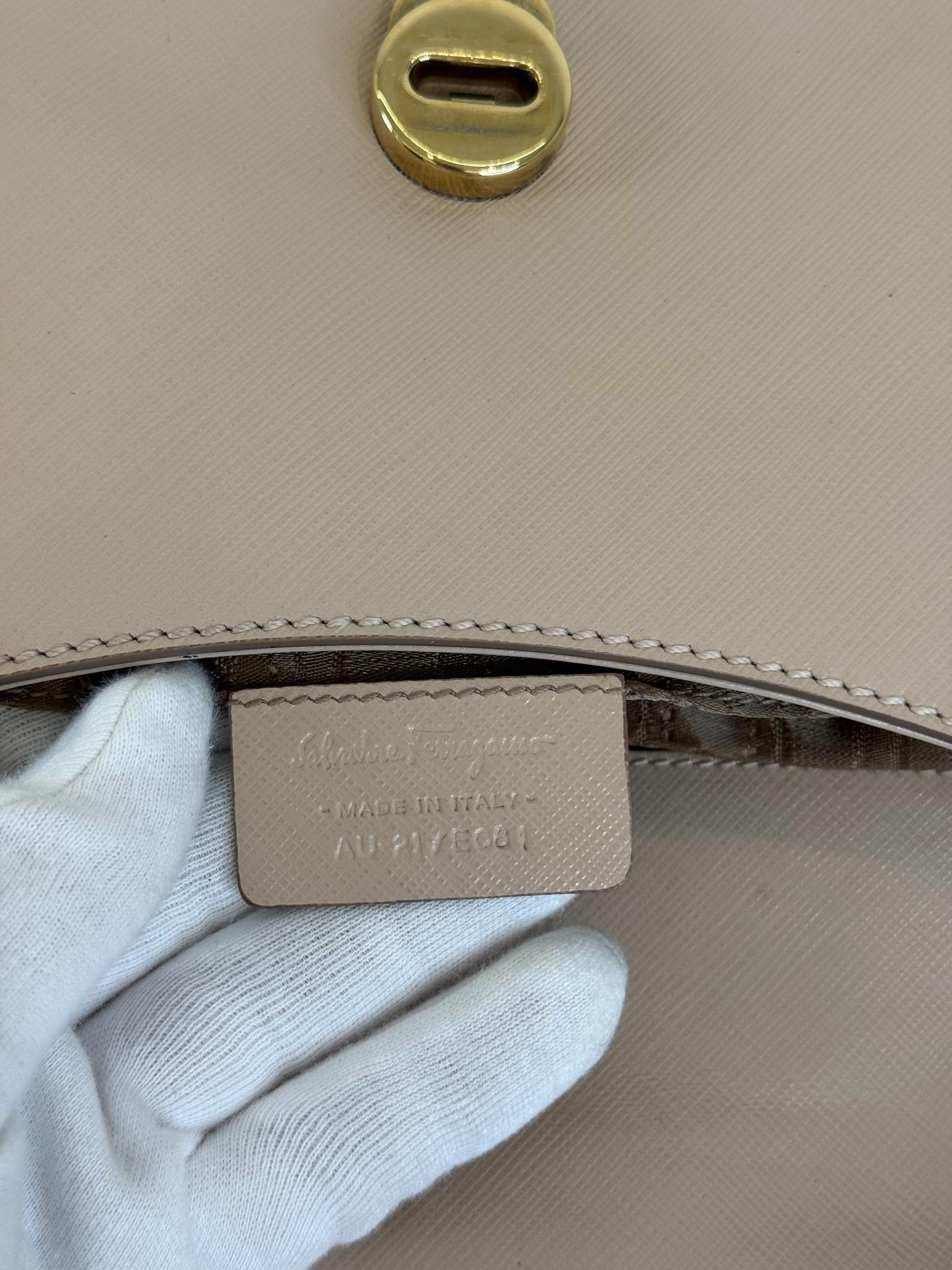 Salvatore Ferragamo Beige Leather Luciana Chain Flap Bag