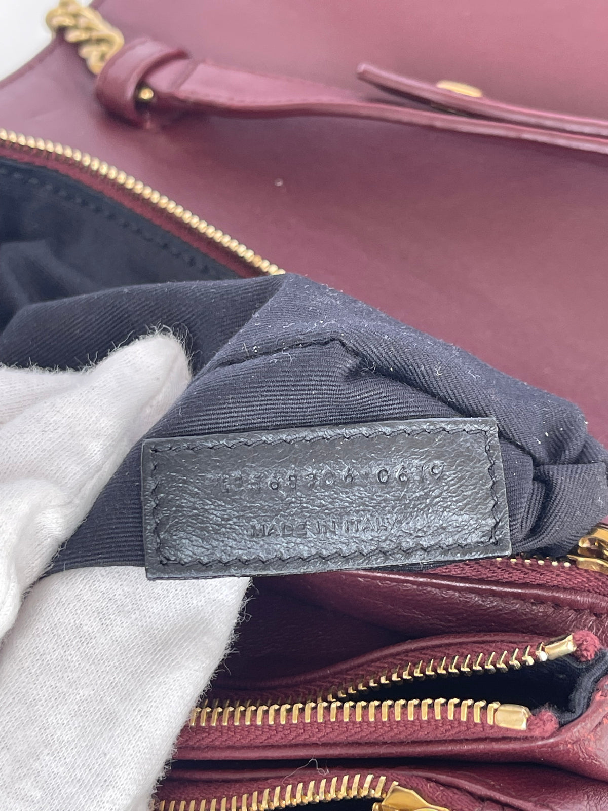 Saint Laurent Lambskin Burgundy Diamond Quilted Angie Chain Bag