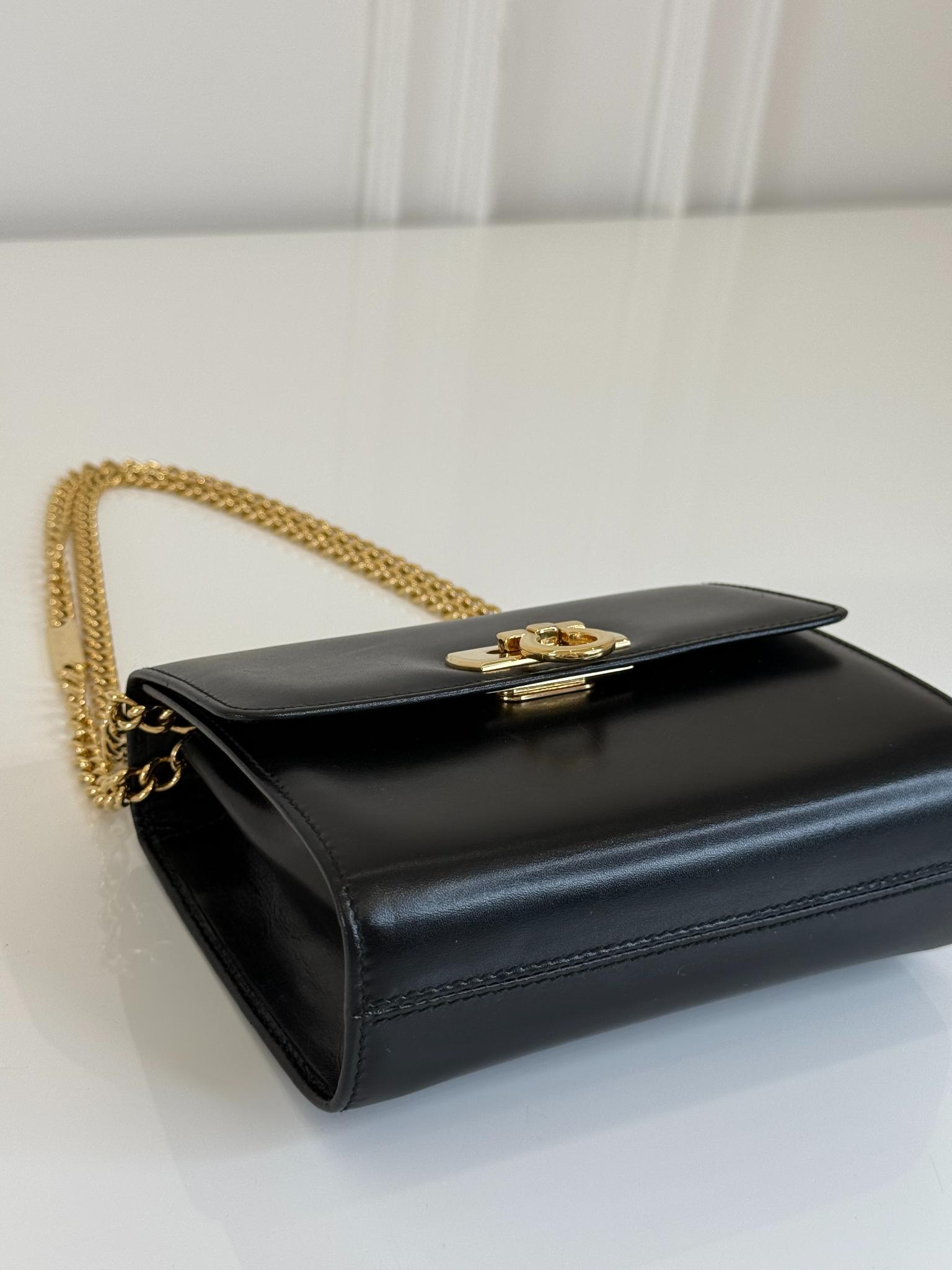 Salvatore Ferragamo Vintage Gancini Black Leather Chain Crossbody Bag