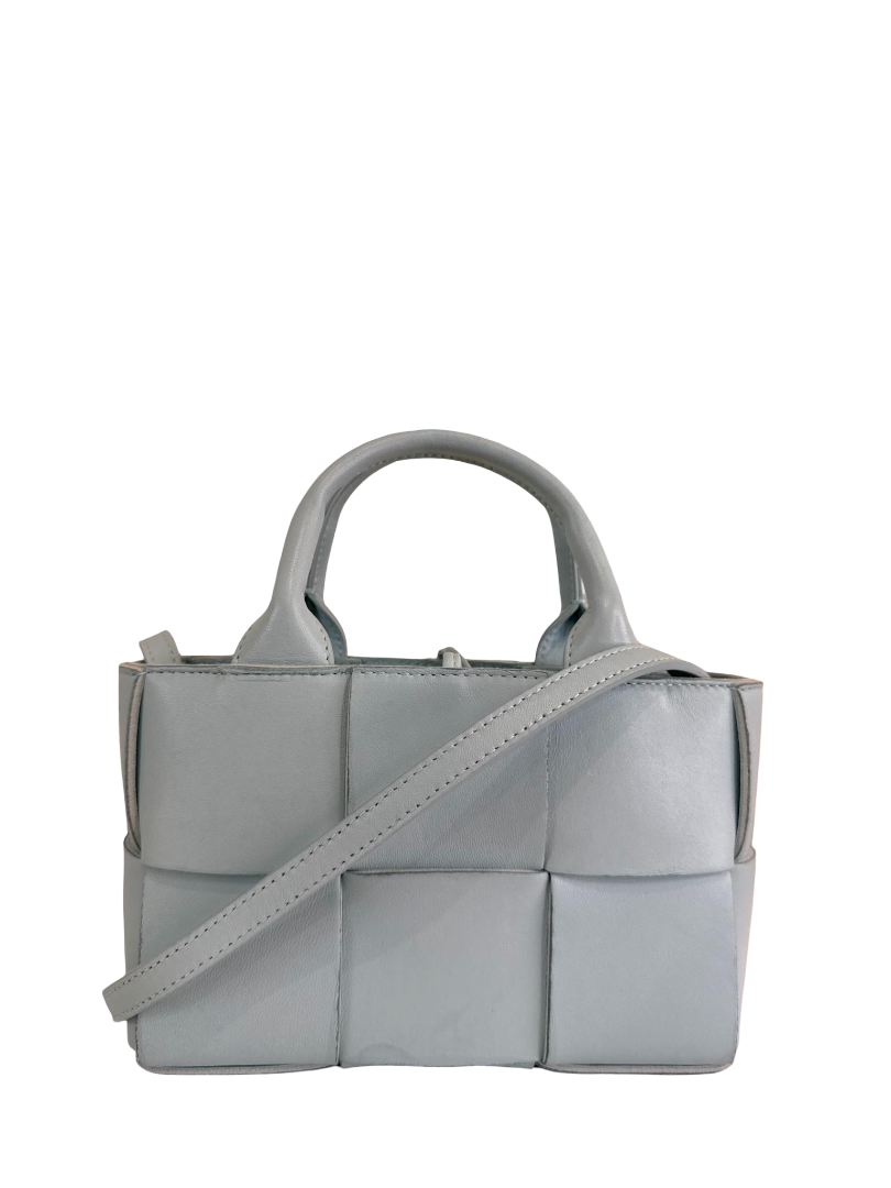 Bottega Veneta Candy Arco Intrecciato Leather Tote Bag Celadon Blue