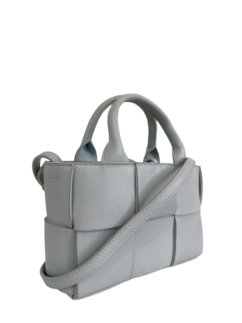 Bottega Veneta Candy Arco Intrecciato Leather Tote Bag Celadon Blue