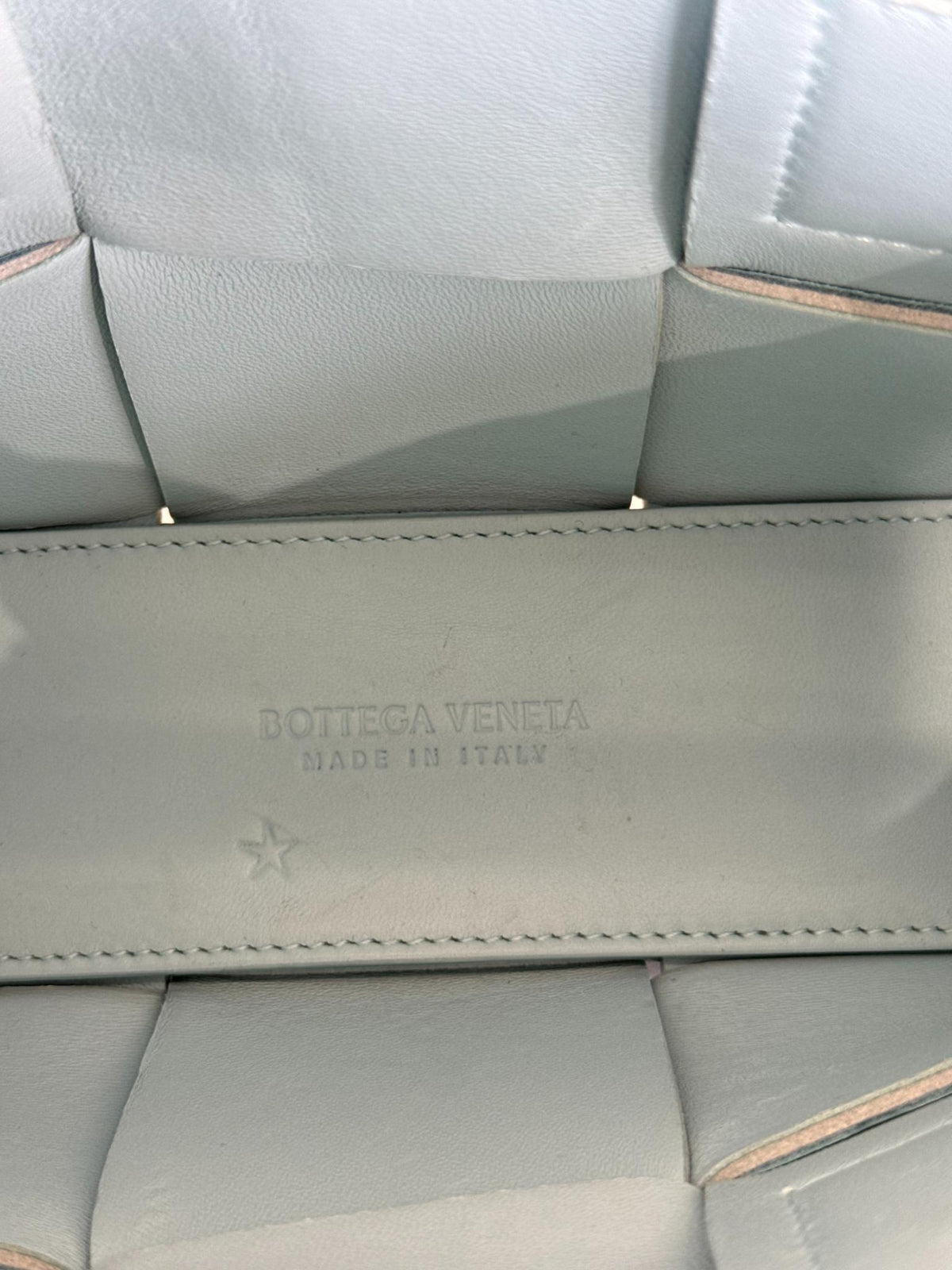 Bottega Veneta Candy Arco Intrecciato Leather Tote Bag Celadon Blue