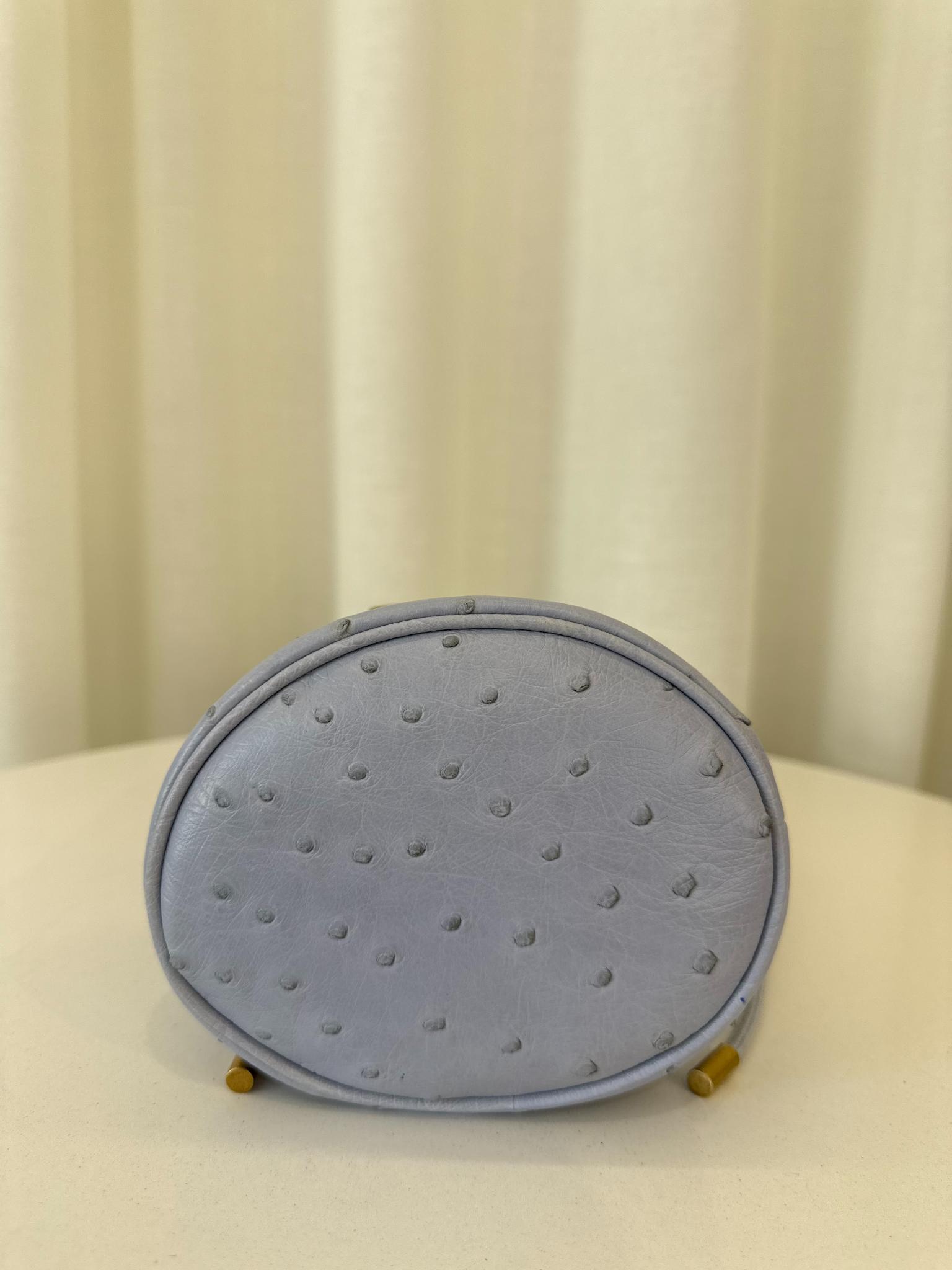 Gucci GG Marmont Pale Blue Ostrich Leather Mini Bucket Bag