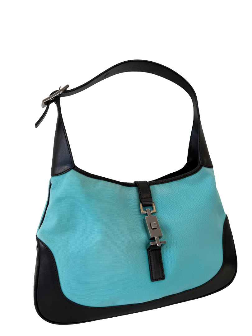 Gucci By Tom Ford Turquoise Nylon Medium Vintage Jackie l